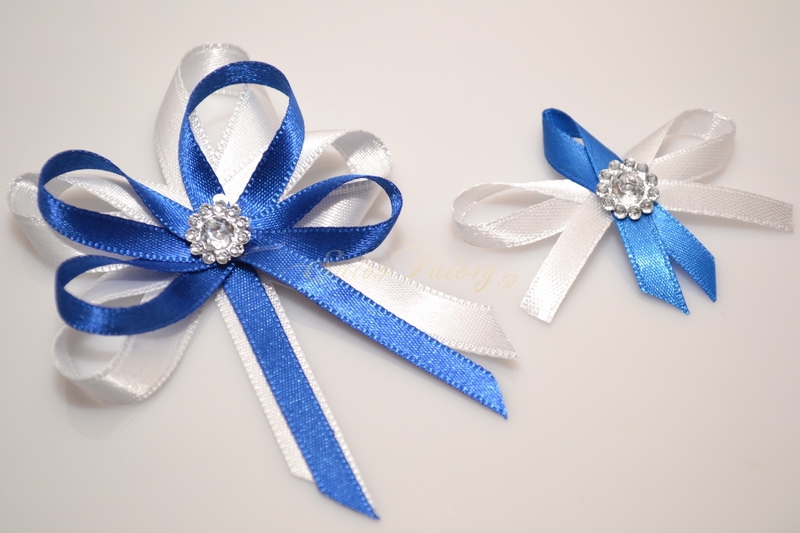 Svatební vývazky s broží - modré