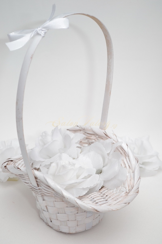Košíček pro družičky s květy - bílý