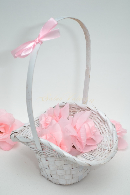 Košíček pro družičky s květy - růžový