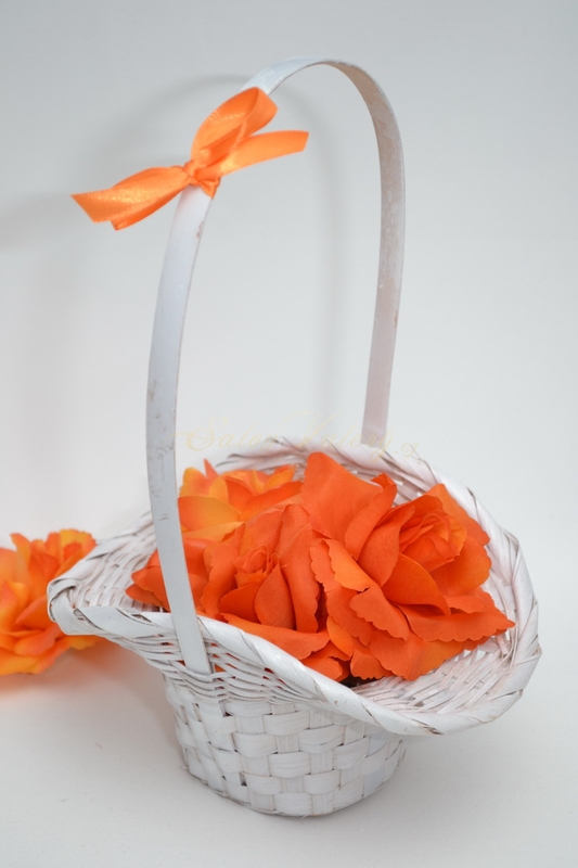 Košíček pro družičky s květy - oranžový