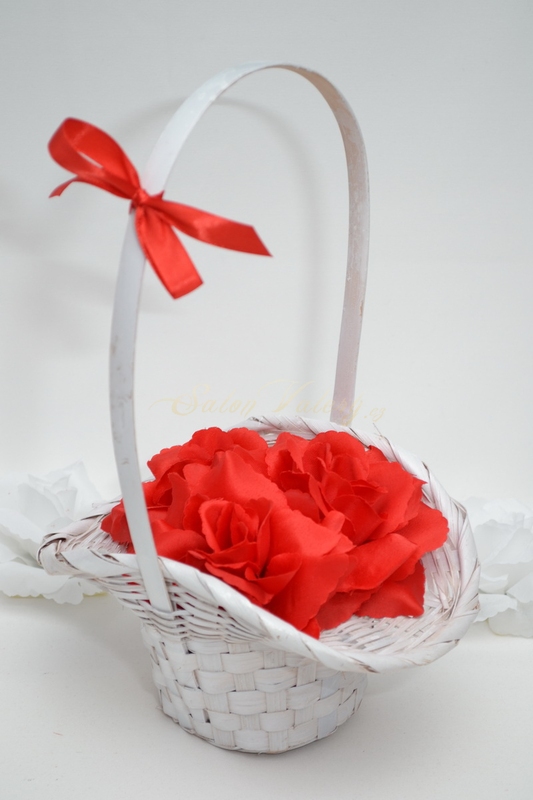 Košíček pro družičky s květy - červený