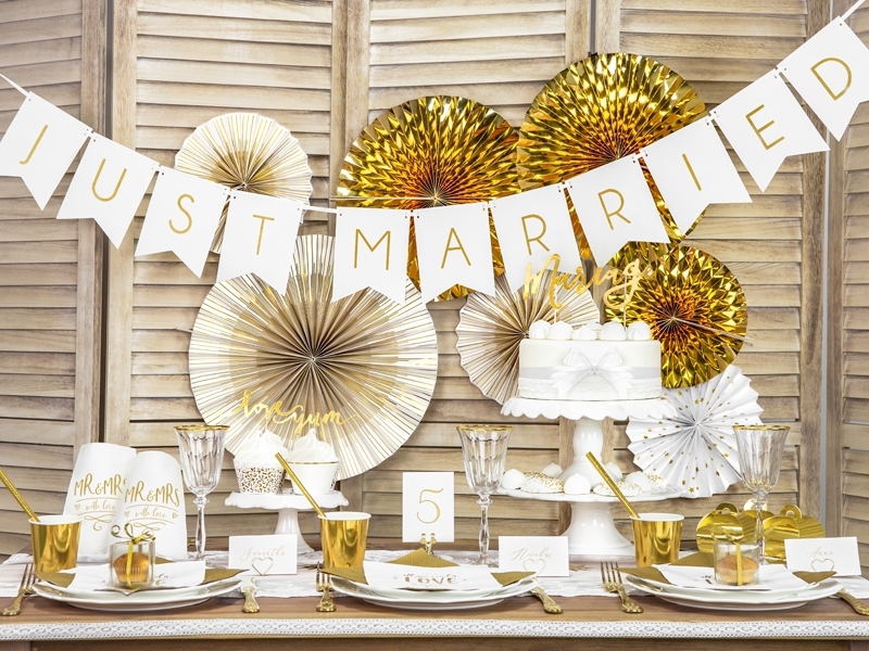 Banner Just Married - bílá/zlatá