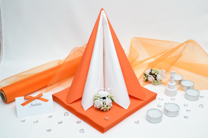 Sada DEKOR pro svatební stůl - bílá/oranžová