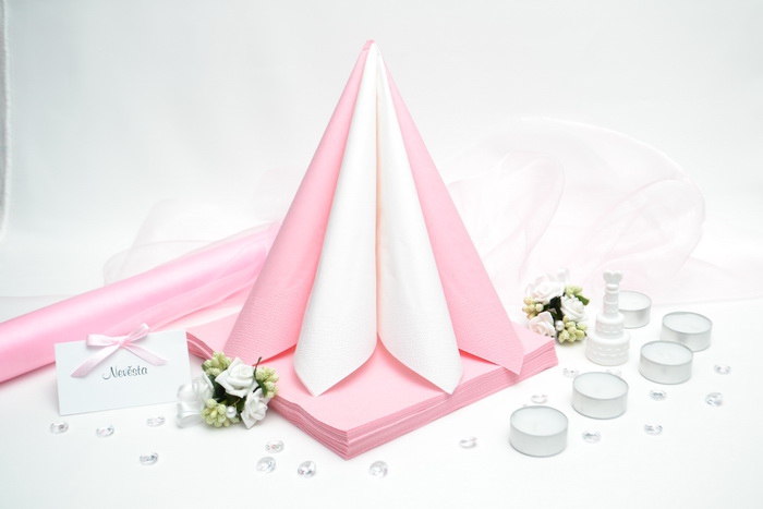 Sada DEKOR pro svatební stůl - bílá/růžová
