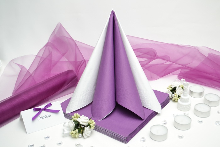 Sada DEKOR pro svatební stůl - bílá/fialová