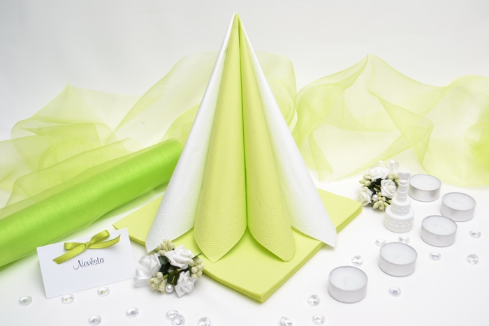 Sada DEKOR pro svatební stůl - bílá/světle zelená