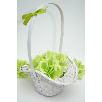 Košíček pro družičky s květy - zelený