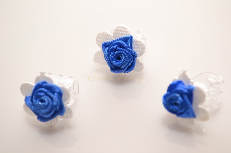 Skřipec s květinkou a růžičkou 10 ks - královská modrá