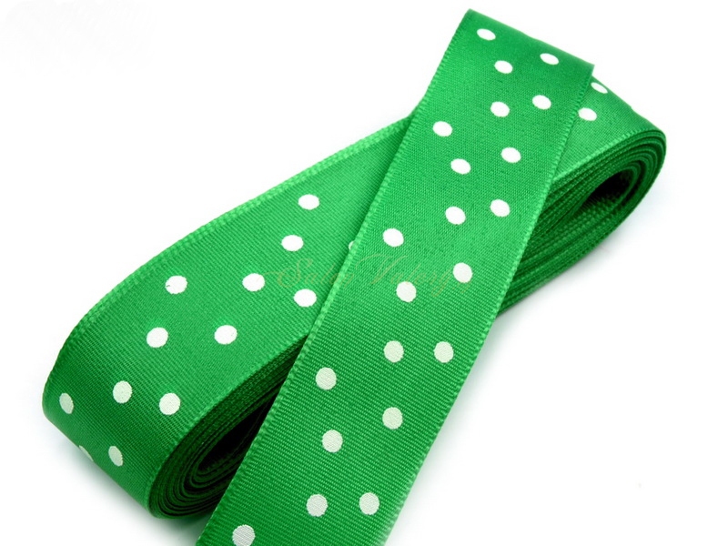 Taftová stuha s puntíky - zelená