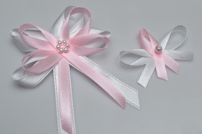 Svatební vývazky s perličkou - růžová