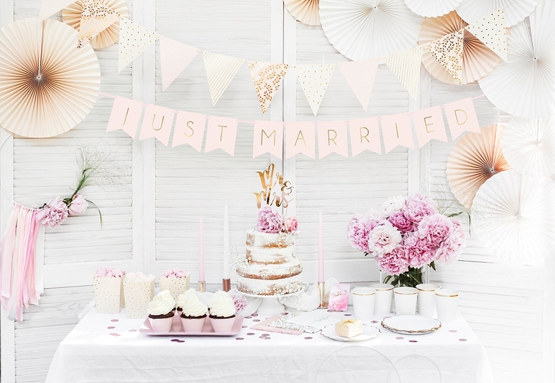 Banner Just Married - růžová/zlatá