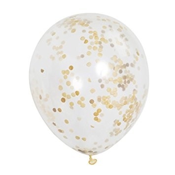 Balónky se zlatými konfetami - 6 ks