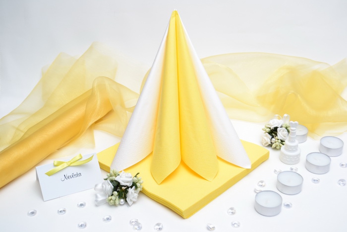 Sada DEKOR pro svatební stůl - bílá/žlutá
