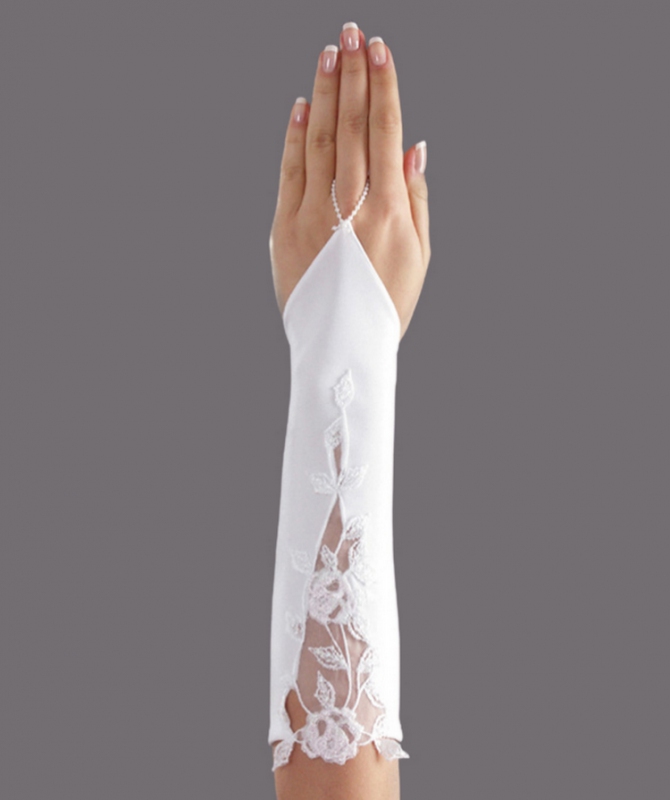 Svatební rukavičky s krajkou - RD0050