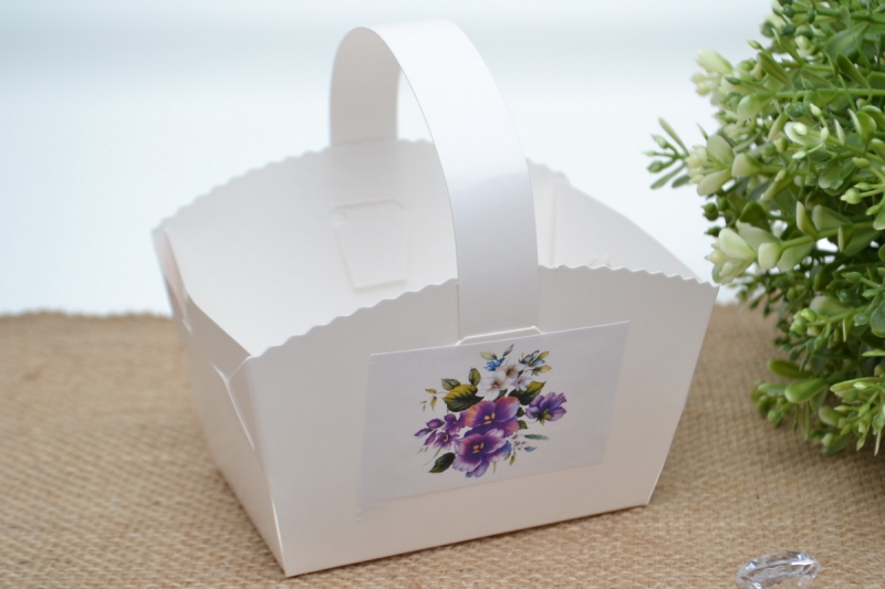 Košíček na koláčky(5ks) - fialové květy