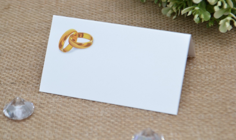Svatební jmenovka - zlaté prsteny