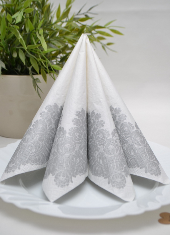 Papírové ubrousky se stříbrnou bordurou (20ks)