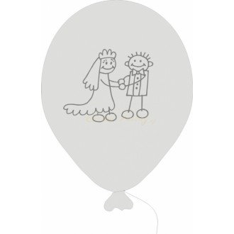 Svatební balónek PANÁČCI 5 ks - bílý 