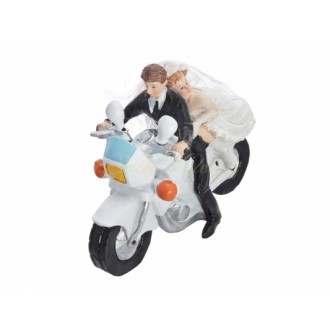 Svatební figurka na dort NOVOMANŽELÉ NA MOTORCE