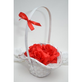 Košíček pro družičky s květy - červený