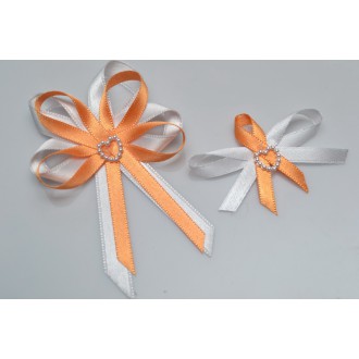 Svatební vývazky s perleťovým srdíčkem - oranžová