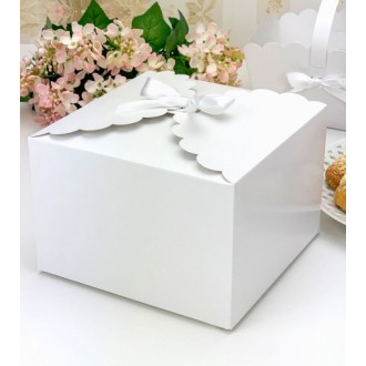 Svatební krabička na výslužku (5ks) - bílá stuha