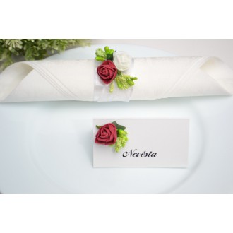 Svatební jmenovka s růží - bordó