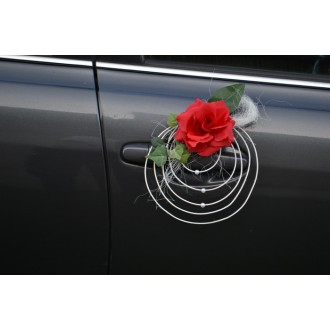 Pedigové ozdoby s růží na kliky aut - červené