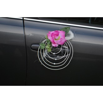Pedigové ozdoby s růží na kliky aut - fuchsiové