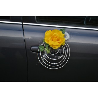 Pedigové ozdoby s růží na kliky aut - žluté
