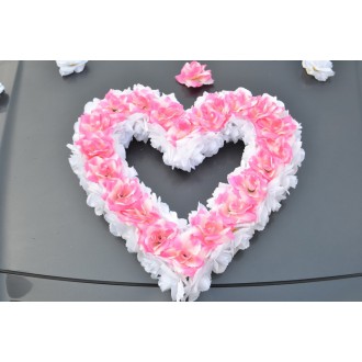 Dvoubarevné srdce na auto z růží - růžové