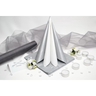 Sada DEKOR pro svatební stůl - bílá/stříbrná