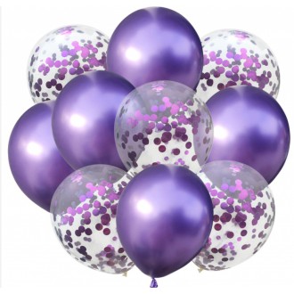 Set balónků s konfetami- fialové