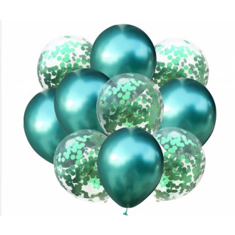 Set balónků s konfetami- smaragdové