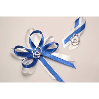 Svatební vývazky srdíčka - modré