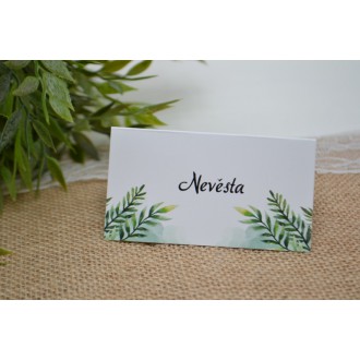 Svatební jmenovka - zelené listy