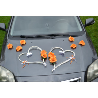 Dekorace na auto pedigové srdce- oranžová